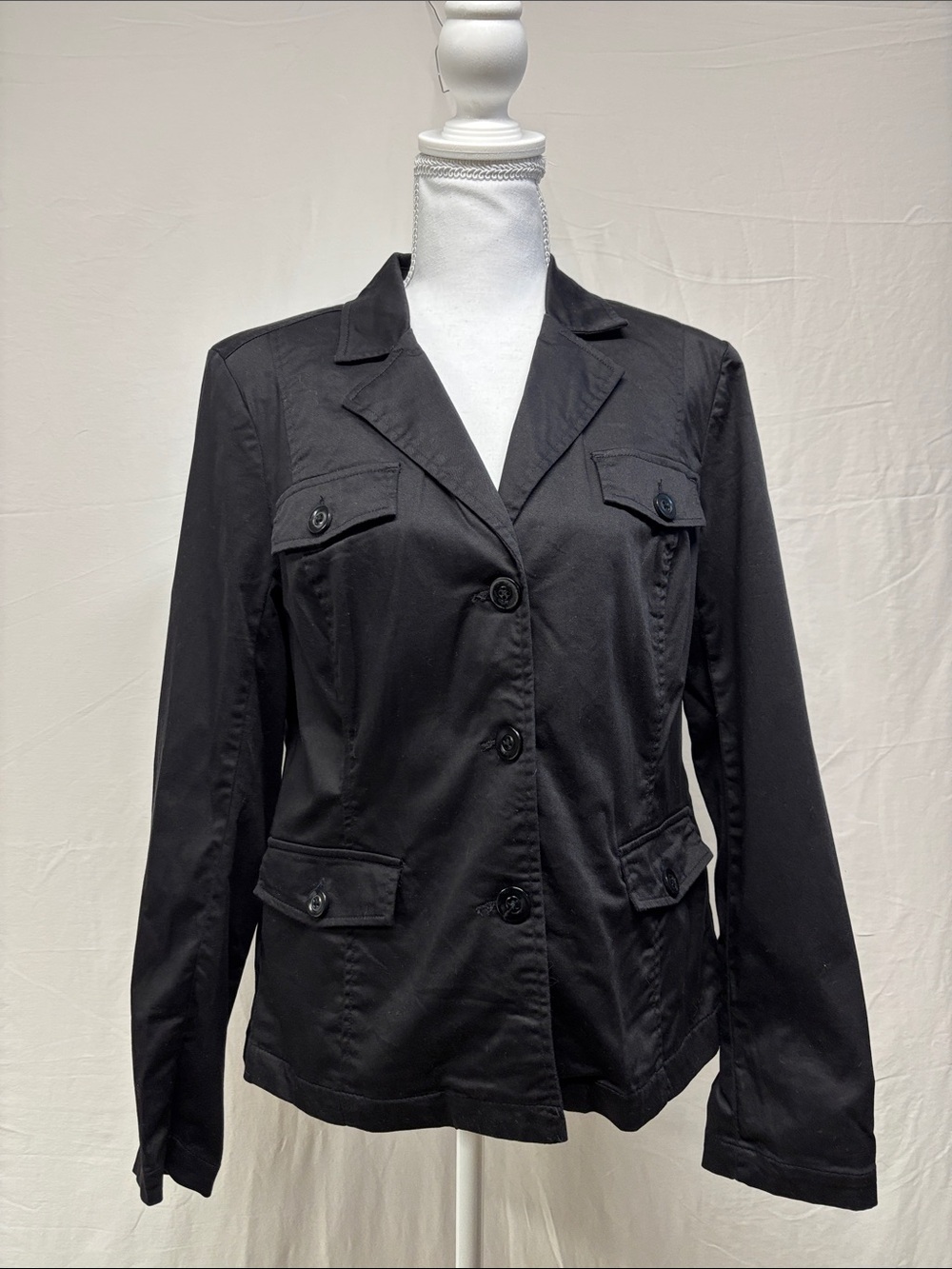 Reitmans Black Tailored Button-Front Blazer